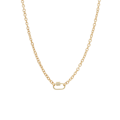 Transparent view of the Gold Ruth Necklace With Assorted Color Cubic Zirconia Small Gabi Carabiner