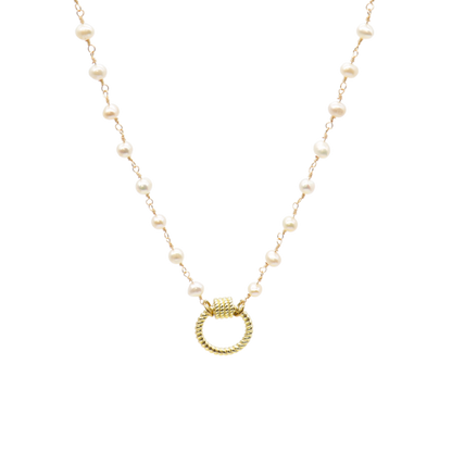 Transparent view of the Gold Beth Charm Necklace with Round Bella Carabiner