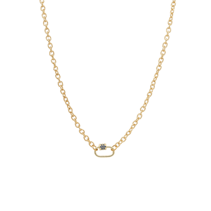 Transparent view of the Gold Ruth Necklace With Assorted Color Cubic Zirconia Small Gabi Carabiner