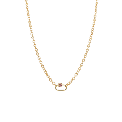 Transparent view of the Gold Ruth Necklace With Assorted Color Cubic Zirconia Small Gabi Carabiner