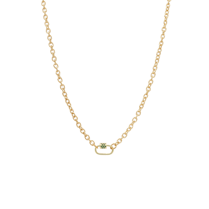 Transparent view of the Gold Ruth Necklace With Assorted Color Cubic Zirconia Small Gabi Carabiner