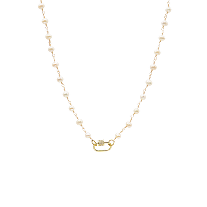 Transparent view of the Gold Beth Charm Necklace with Assorted Color Cubic Zirconia Small Gabi Carabiner