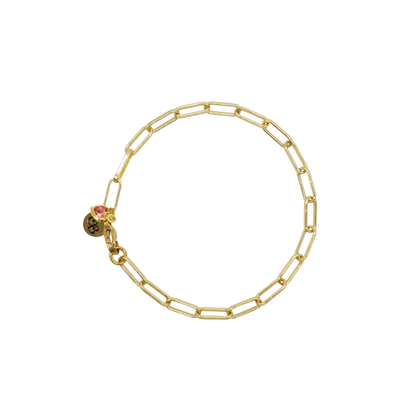 Gold Ashley (Box) Paperclip Chain Charm Bracelet
