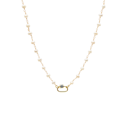 Transparent view of the Gold Beth Charm Necklace with Assorted Color Cubic Zirconia Small Gabi Carabiner