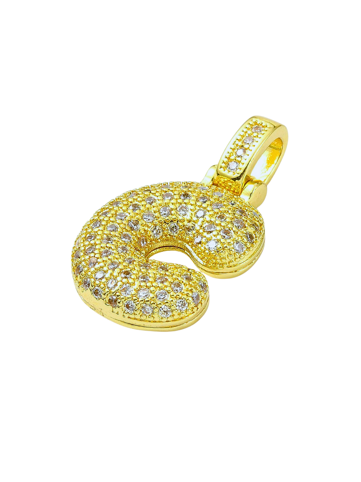 Gold Rhinestone Bubble Letter "C" Charm