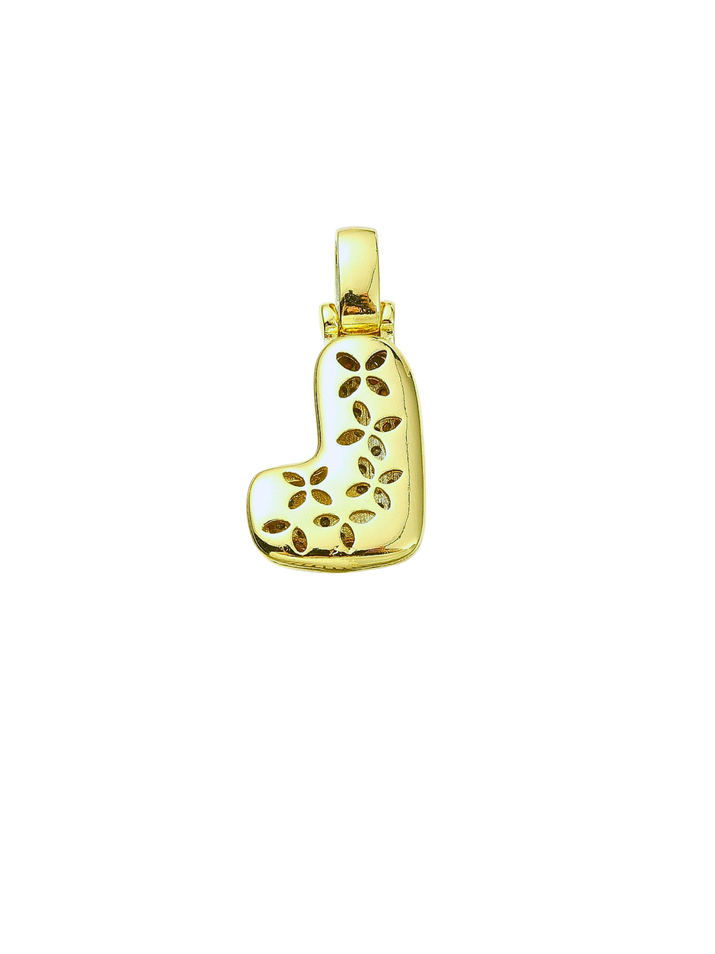 Gold Rhinestone Bubble Letter "L" Charm