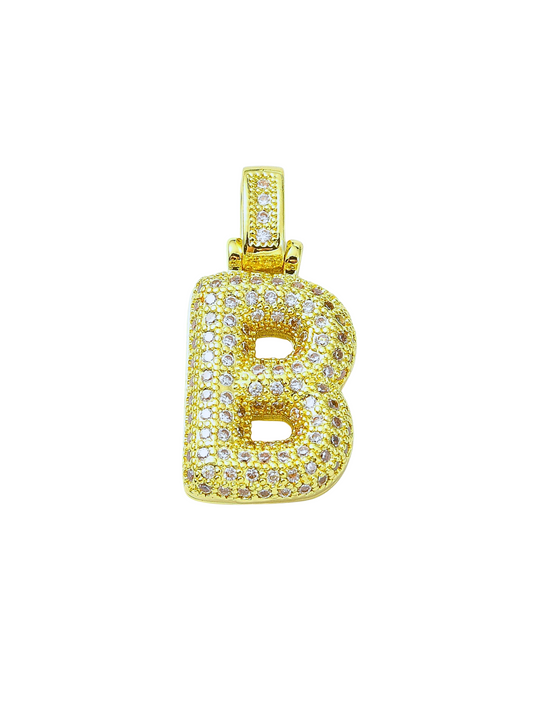 Gold Rhinestone Bubble Letter "B" Charm