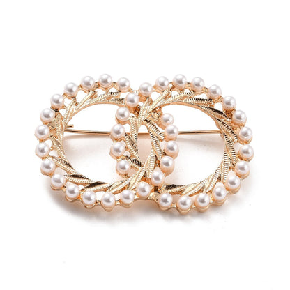 Front view of the Gold Double Ring Pearl Brooch | Shoe, Purse & Hat Charm