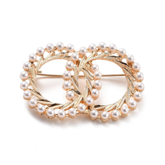 Gold Double Ring Pearl Brooch | Shoe, Purse & Hat Charm