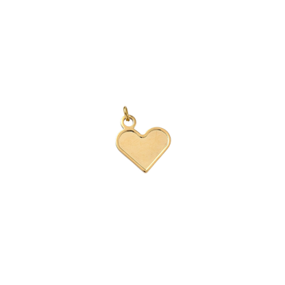 Gold classic heart-shaped charm with a smooth polished finish on a transparent background.