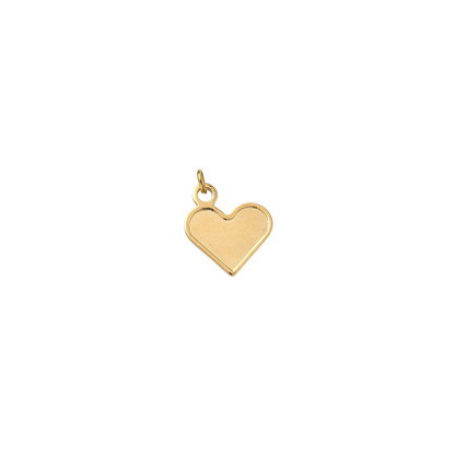 Gold classic heart-shaped charm with a smooth polished finish on a white background