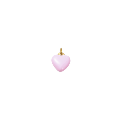 Gold charm featuring a glossy pink enamel heart on a transparent background.