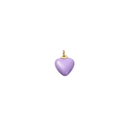 Gold charm featuring a glossy purple enamel heart on a transparent background.