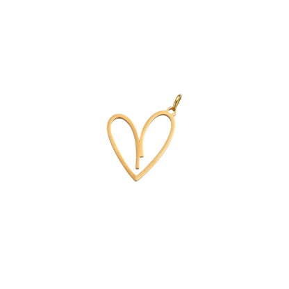 Gold open heart charm featuring a minimalist open heart design on a transparent background.
