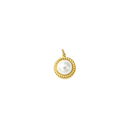Gold pearl rope charm on a white background