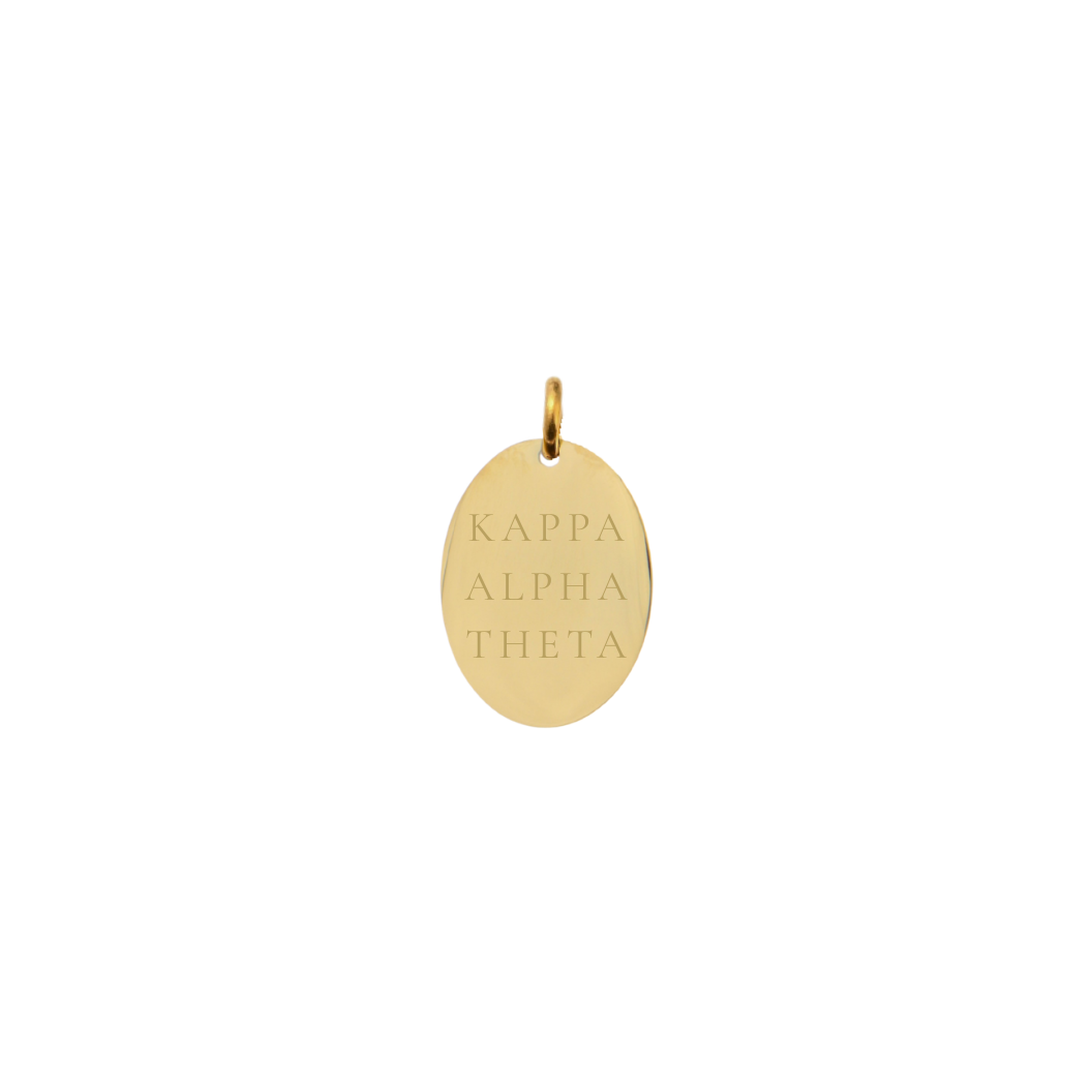 Kappa Alpha Theta gold small oval charm with full sorority name