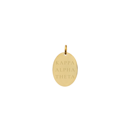 Kappa Alpha Theta gold small oval charm with full sorority name