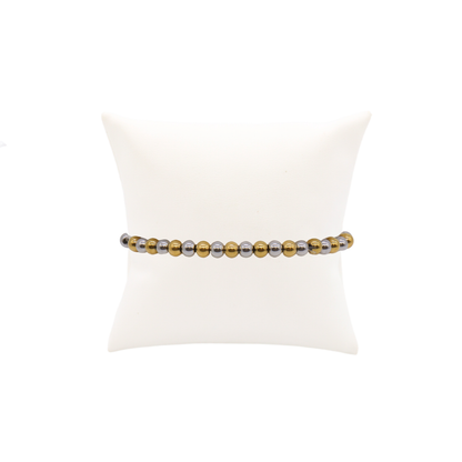 Mixed Metal Classic Beaded Bracelet - Waterproof, Hypoallergenic & Tarnish Resistant