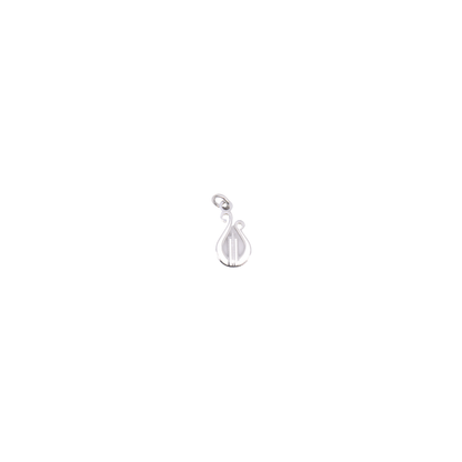 Silver lyre charm on a white background