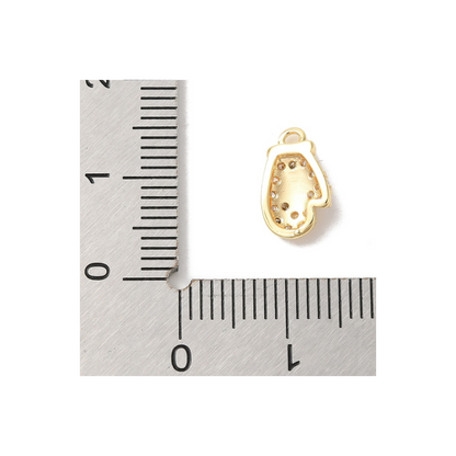 Back and length view of the Gold Cubic Zirconia Snowflake Mitten Charm