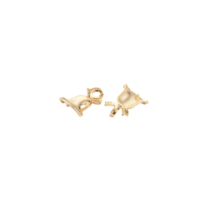 Front and back view of the Gold Cubic Zirconia Jingle Bell Charm