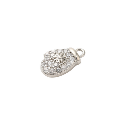 Side of the Silver Cubic Zirconia Snowflake Mitten Charm