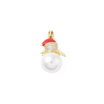 Front of the Gold Pearl & Cubic Zirconia Snowman Charm