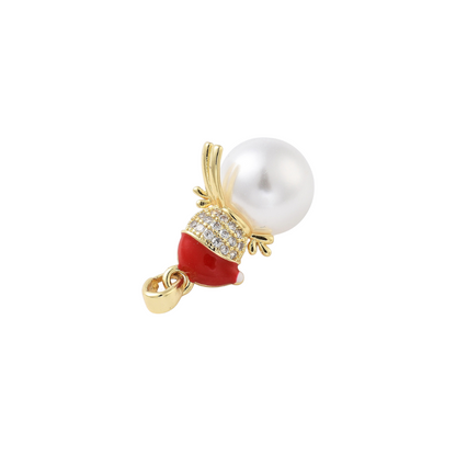 Side of the Gold Pearl & Cubic Zirconia Snowman Charm