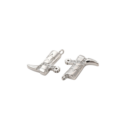 Front of two Silver Western Cowgirl Boot Charm