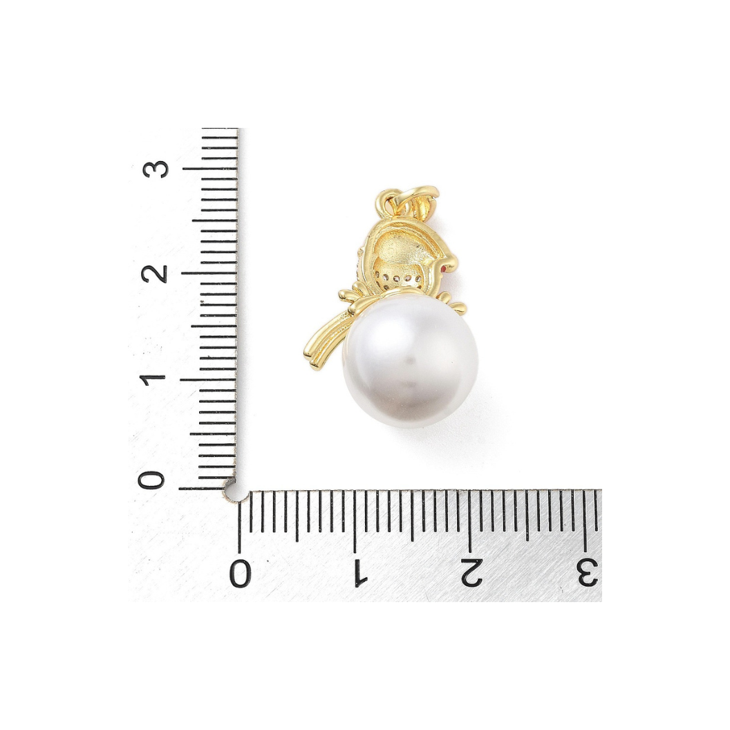 Gold Pearl & CZ Snowman Charm