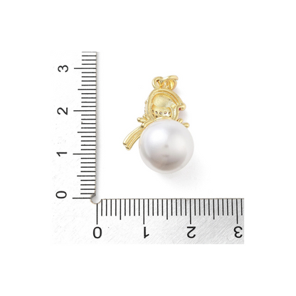 Back and length view of the Gold Pearl & Cubic Zirconia Snowman Charm