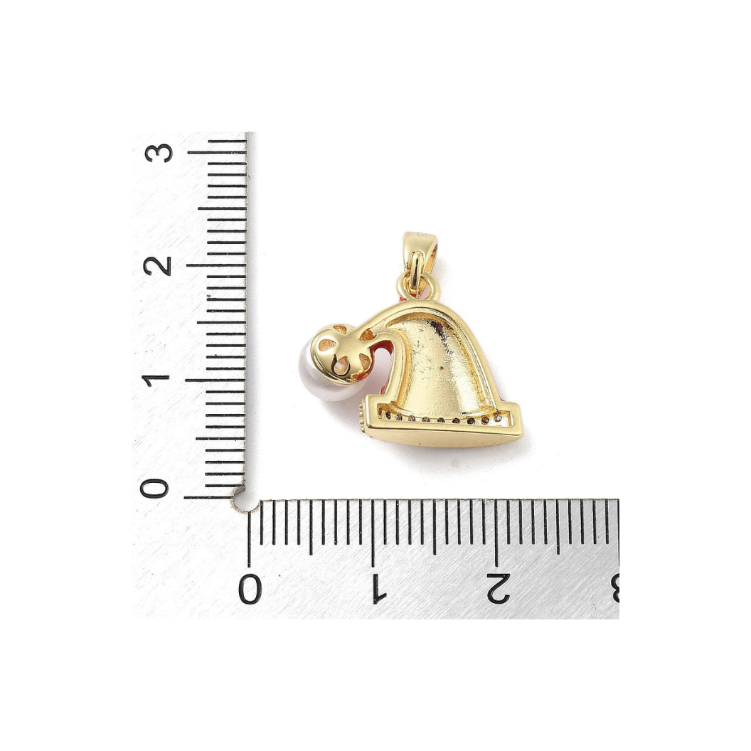 Gold CZ & Pearl Santa Hat Charm