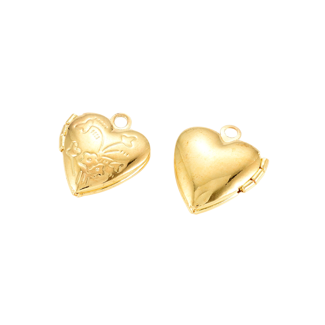 Gold Vintage Heart Locket Charm