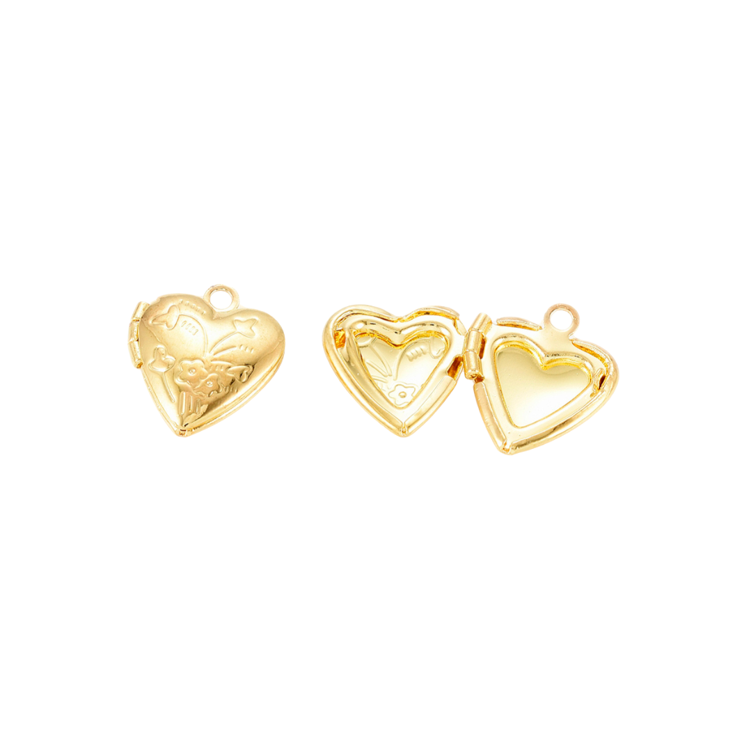 Gold Vintage Heart Locket Charm