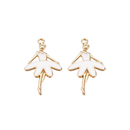 Front of two Gold and White Ballerina Charm