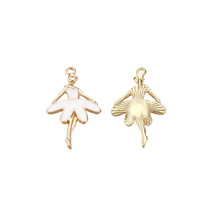 Front and back of the Gold and White Ballerina Charm